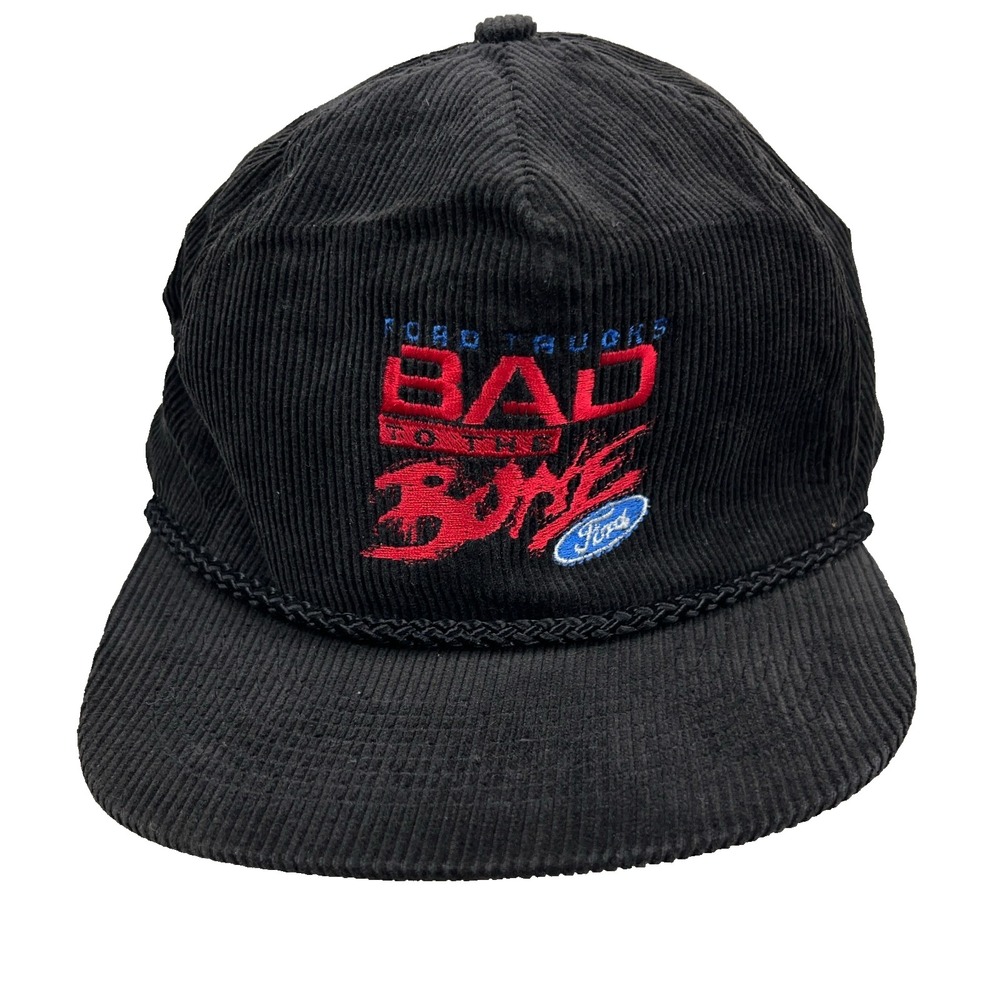 Vintage Ford Trucker Hat Cap Snap Back Black Rope Born To Be Wild 90s Trucks